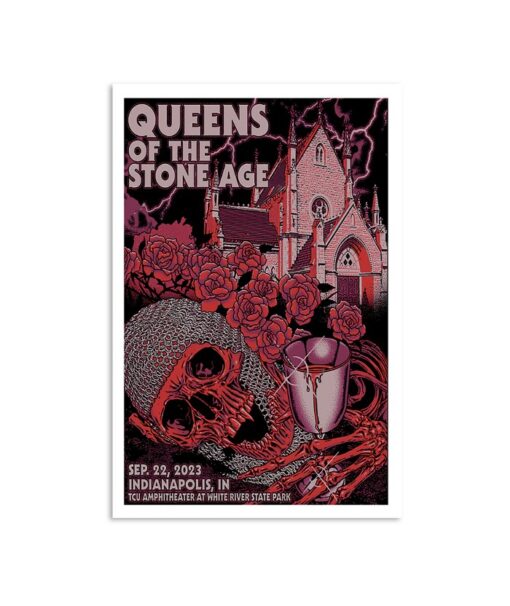 Queens Of The Stone Age September 22 TCU Amphitheater At White River State Park Indianapolis, IN Tour 2023 Poster